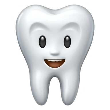 human tooth emoji, smooth chrome ceramic-metal texture, clean medical luxury aesthetic, isolated on white, no face sticker