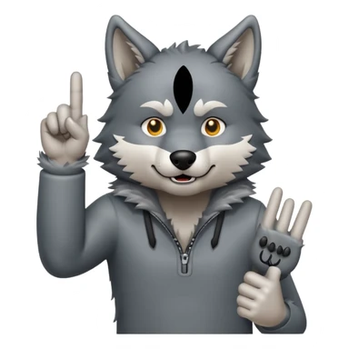a wolf putting up middle finger  sticker