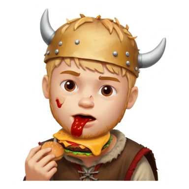 young boy viking eating burger sticker