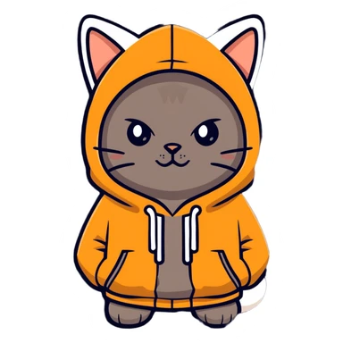 Brown cat wearing hoodie sticker