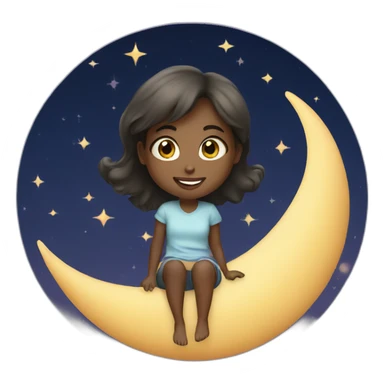 Girl on moon sticker