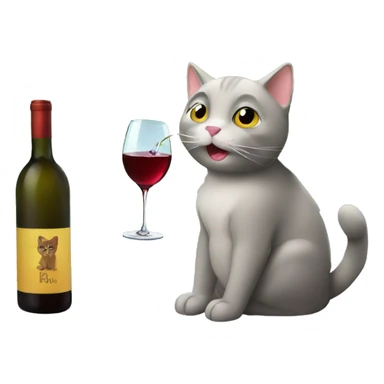 cat drinking wine by a lake sticker