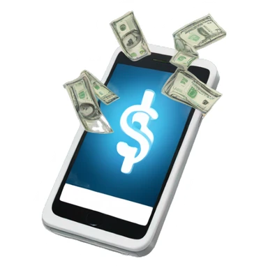 phone with dollar bills flying out of the screen sticker