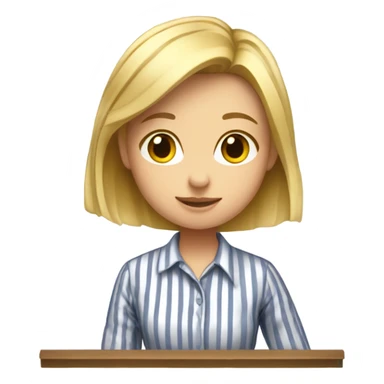 A Blonde girl studying With pin shirt sticker