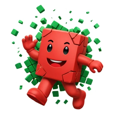 Kool Aid Man breaking through a green brick wall with debris sticker