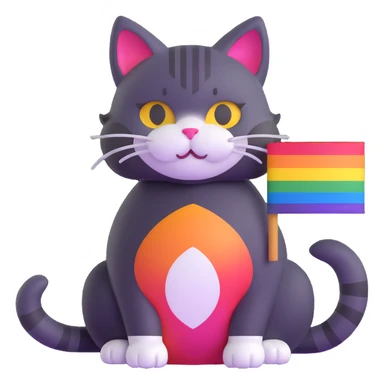 cat with pride flag colors sticker