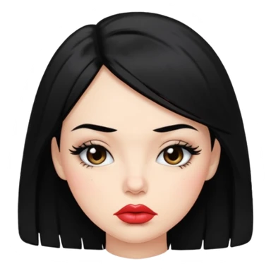 Make her with black hair and full eyelashes and pouty puckered lips  sticker