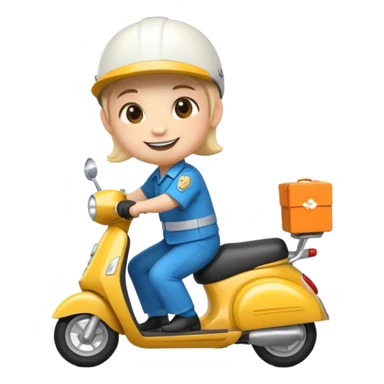 Vanilla mascot driving scooter working as delivery guy  sticker