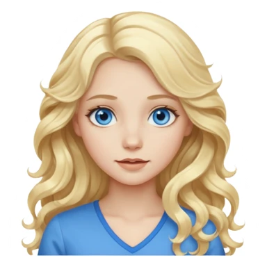 A pale girl with blue eyes and long and blonde , wavy hair  sticker