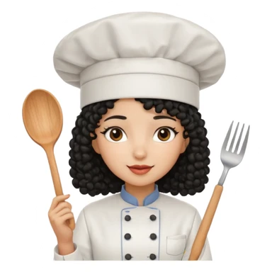 Una chica chef de cabello negro con rulos sticker