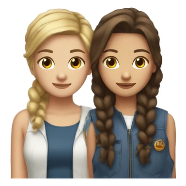 Tow girls one have a brown hair and tall and one have a brown hair but short sticker