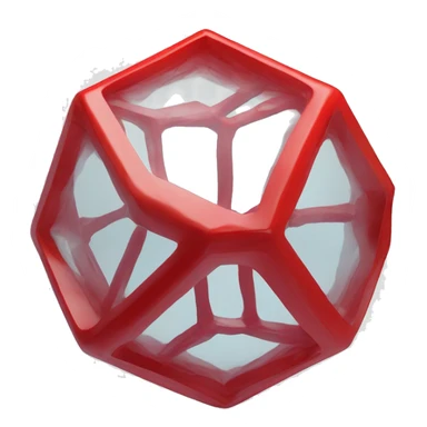 dodecahedron, red, glassy sticker