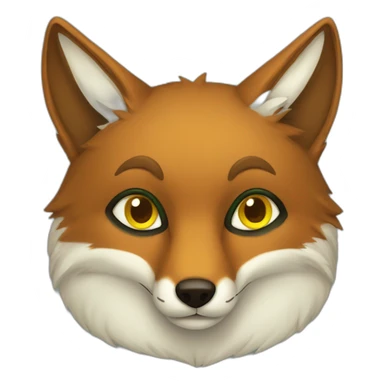 brown fox with yellow eyes and a green dark hood that sadly sticker