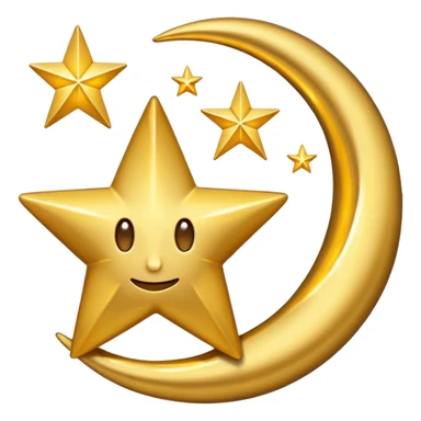 Star and Crescent emoji with black background and no face only star and crescent. sticker