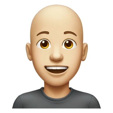 bald boy with open mouth with cake batter on face and chest area  sticker