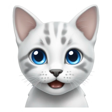 White grey kitten hissing blue eyes sticker
