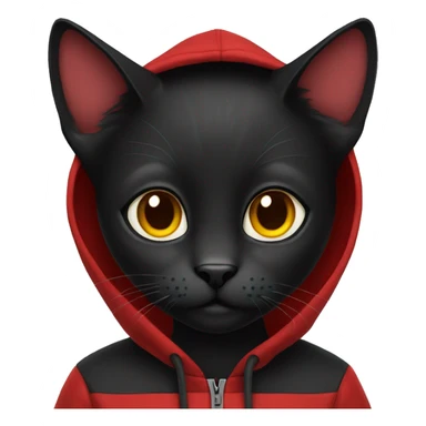Black cat with a red hoodie  sticker