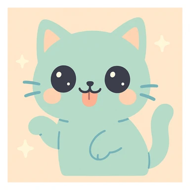 chat qui tire la langue, l'air moqueur, style kawaii mignon sticker