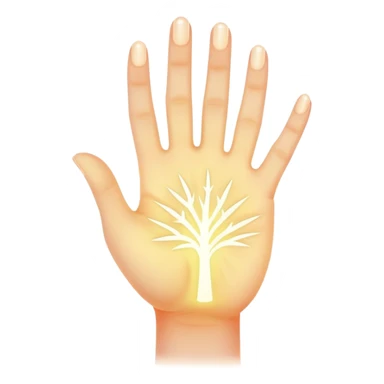 ethereal glowing hand with symbolic palm lines sticker