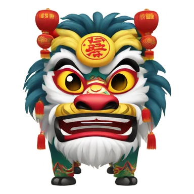 Chinese style, Happy New Year, Lion dance sticker
