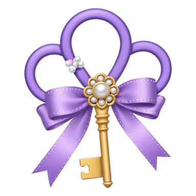aesthetic key with a lilac style ribbon and pearls sticker