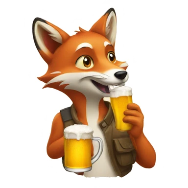 fox drinking a fresh beer sticker