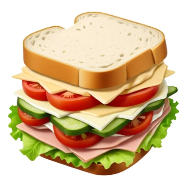 sandwich with turkey, lettuce, pickles, mayonnaise, and tomatoes top-down view sticker