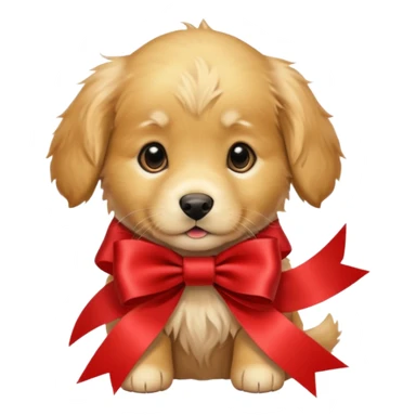 realistic golden retriever puppy with ribbon sticker