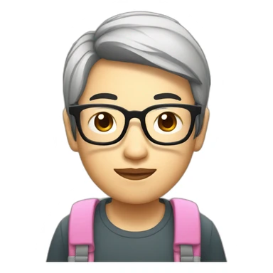Apple style Asian developer with glasses and a cup of bubble tea sticker