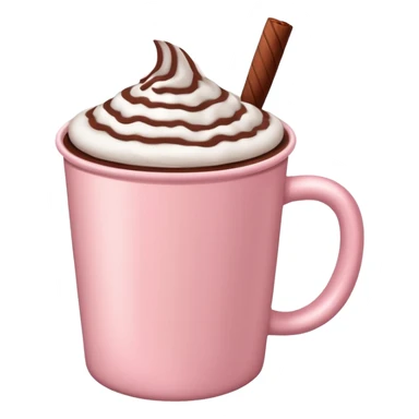 a regular light pink cup with hot chocolate in it, no designs sticker