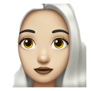 Pale girl with long black hair and makeup sticker