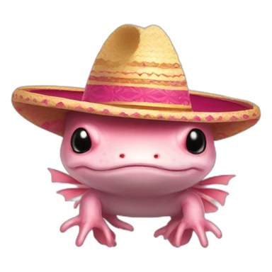 Axolotl with a sombrero cute images pin sticker