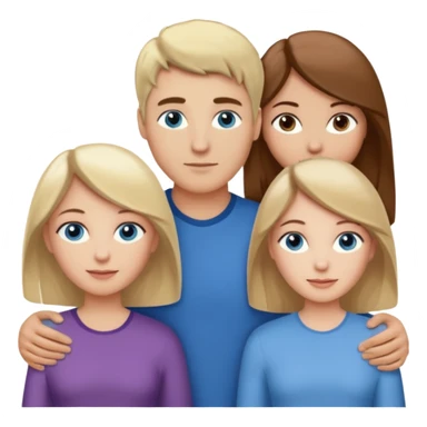 3 people. Throuple. Blank woman with blond hair and blue eye color on left. And also a blank man with brown hair and grey eye color in the middle. And a blank woman with brown hair and grey eye color on the right. Holding each other sticker