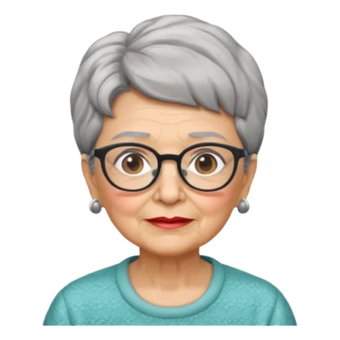 grandma, short salt and pepper hair and glasses sticker