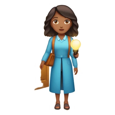 woman standing in front of a long road, looking forward with confidence—behind her, multiple closed doors symbolizing rejection, but one door ahead is glowing, representing the path forward. In her hand, she holds a small bright light, symbolizing her knowing—her guide. sticker