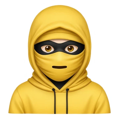 masked yellow emoji covering head and face / rap style like yeat kinda cloth covering head and face. rap style and minimalistic and mysterious sticker