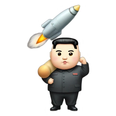 fat Kim jong un carrying cute missle sticker