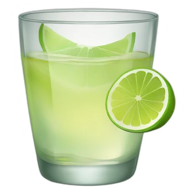 A single tequila glass with slice of green lemon piece on it sticker