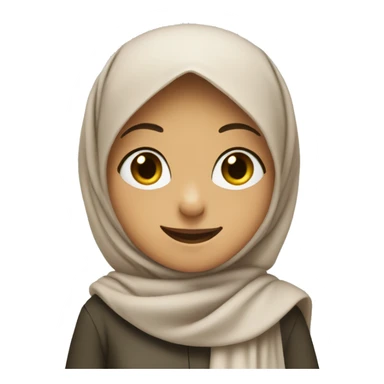 a gir with hijab smiling and holding the peace signe sticker