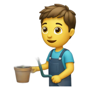 a person watering a plant sticker