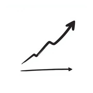 rising graph icon, hand-drawn doodle style sticker