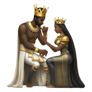 Black king putting ring on his Caucasian queens finger while on one knee sticker