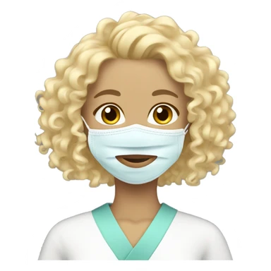 Blonde curly hair girl with spa face mask on sticker