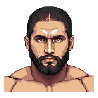 Islam Makhachev MMA fighter with beard and serious expression, UFC champion sticker