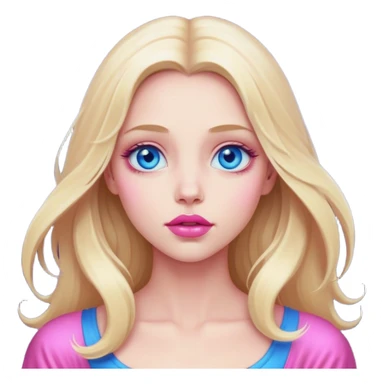 A cinematic realistic blonde with long hair, blue eyes and pink lips stands and watches the planets rotate sticker