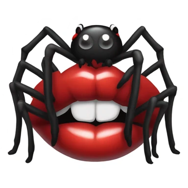 red lips with black spider sticker
