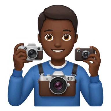 Make a a fully jet black person hold  camera sticker