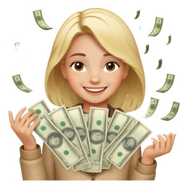 girl raining money sticker
