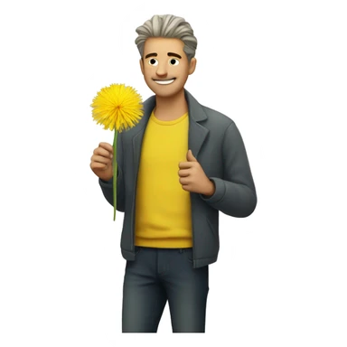 yellow dandelion with a man sticker