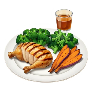 1 protein (chicken, fish)
 + 2 (or more) veggies
 + 1 starch (sweet potato or grain) sticker